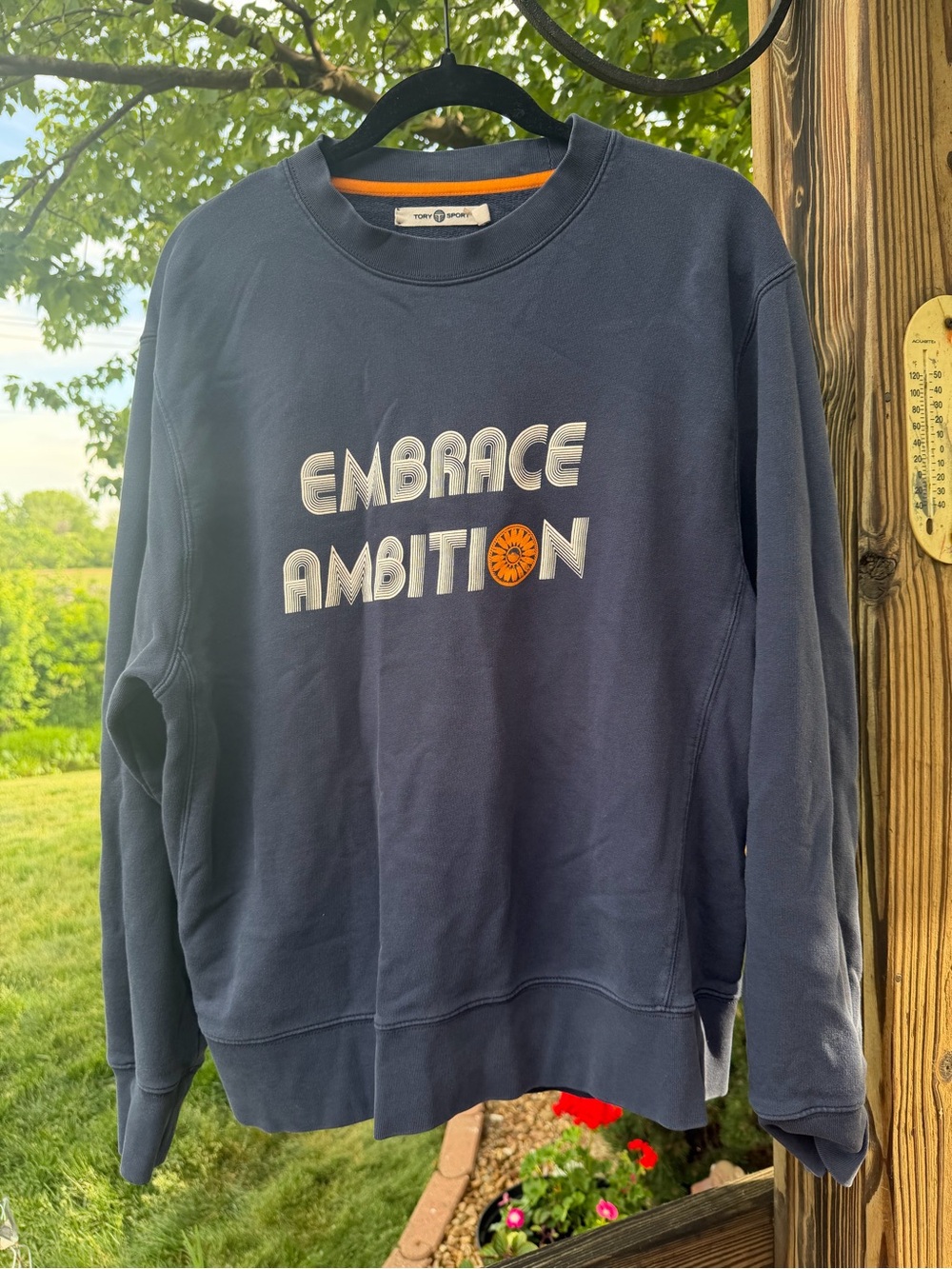 Tory Burch Sport Embrace Ambition Navy Crewneck Sweatshirt size large